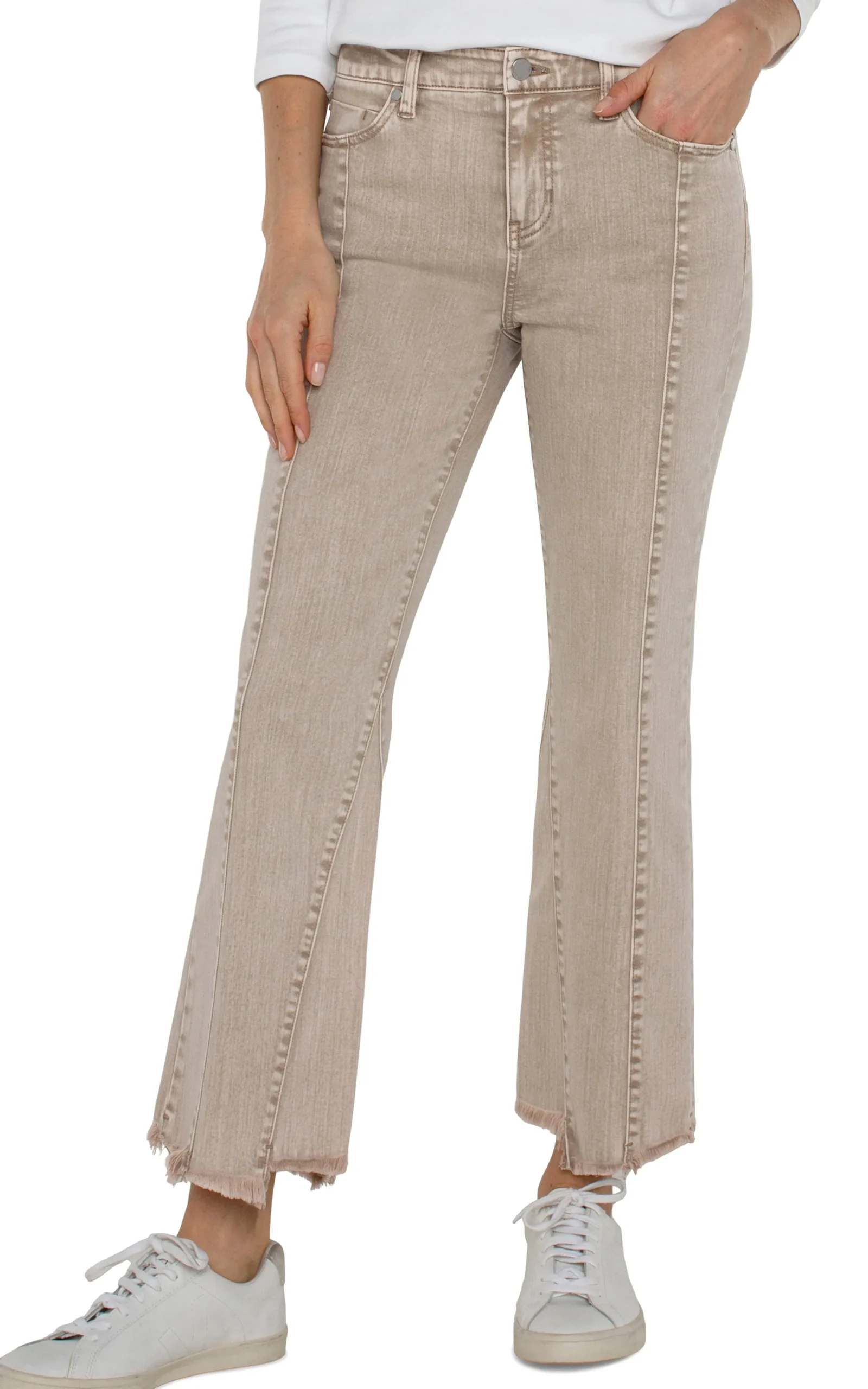 Liverpool Los Angeles Jeans|Crops-HANNAH CROP FLARE WITH UNEVEN FRAY HEM - ECO Biscuittanmineraldye