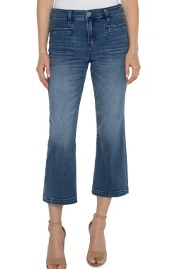 Liverpool Los Angeles Jeans|Crops-HANNAH CROP FLARE WITH WELT POCKETS - ECO Greenbrier