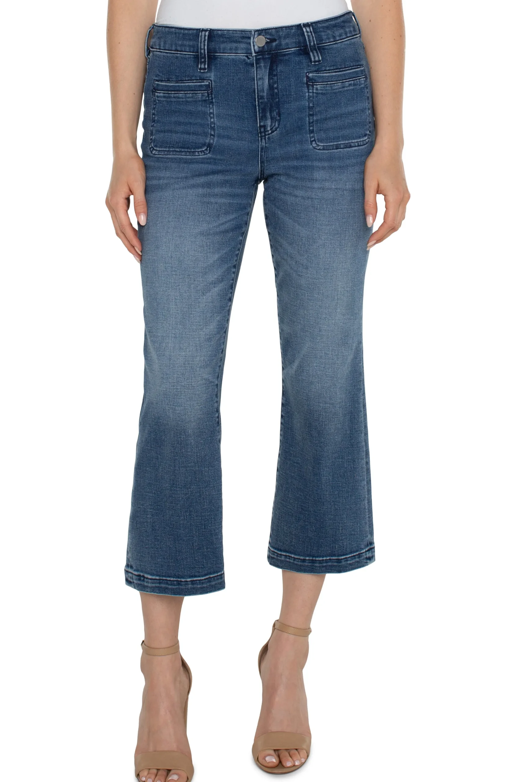 Liverpool Los Angeles Jeans|Crops-HANNAH CROP FLARE WITH WELT POCKETS - ECO Greenbrier