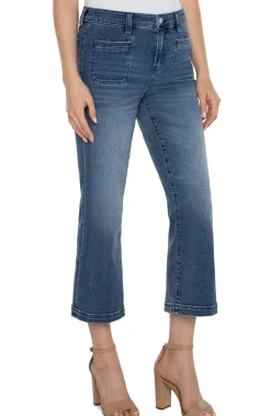 Liverpool Los Angeles Jeans|Crops-HANNAH CROP FLARE WITH WELT POCKETS - ECO Greenbrier