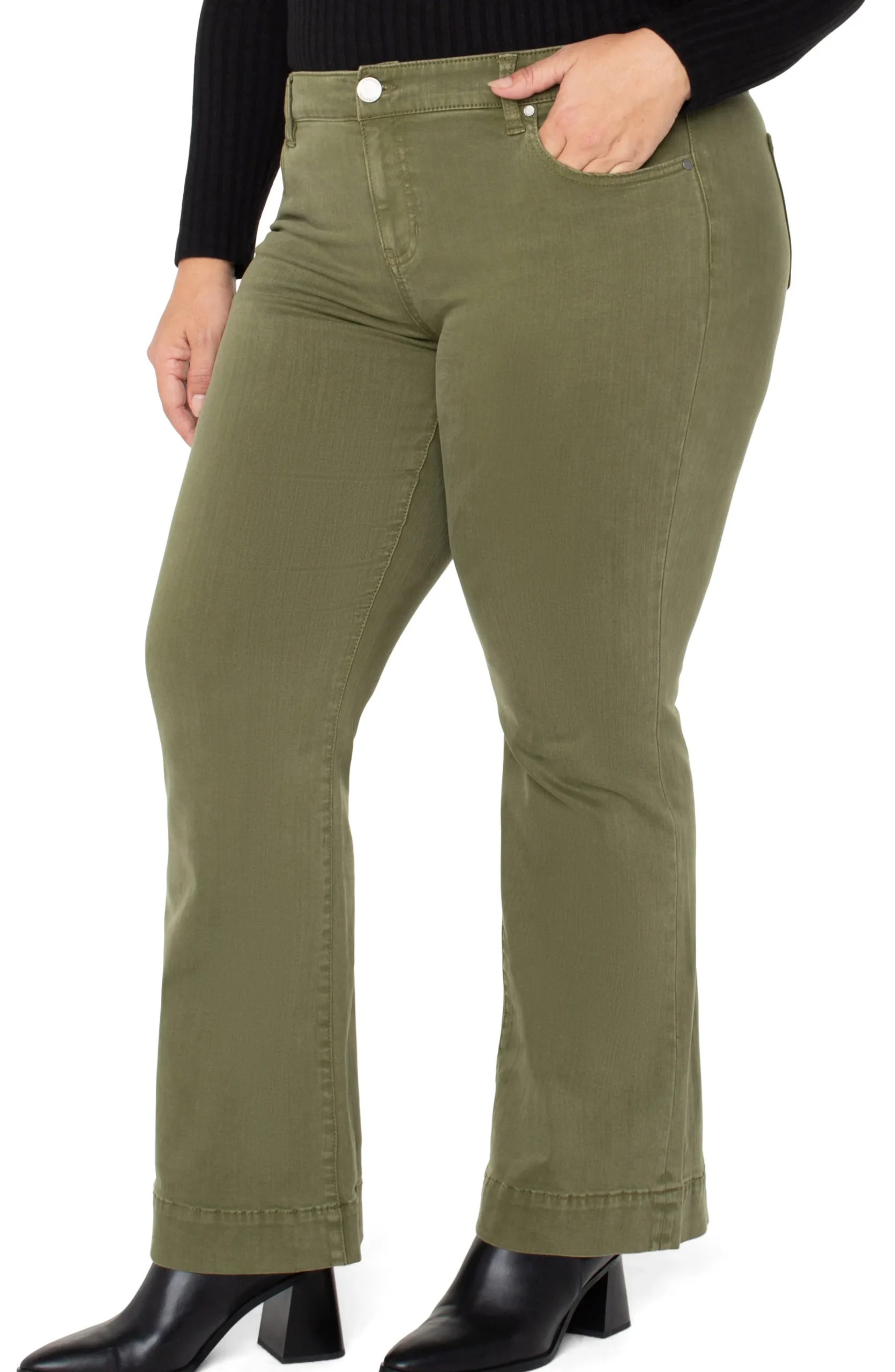 Liverpool Los Angeles Jeans-HANNAH FLARE WITH WIDE HEM Spanisholive