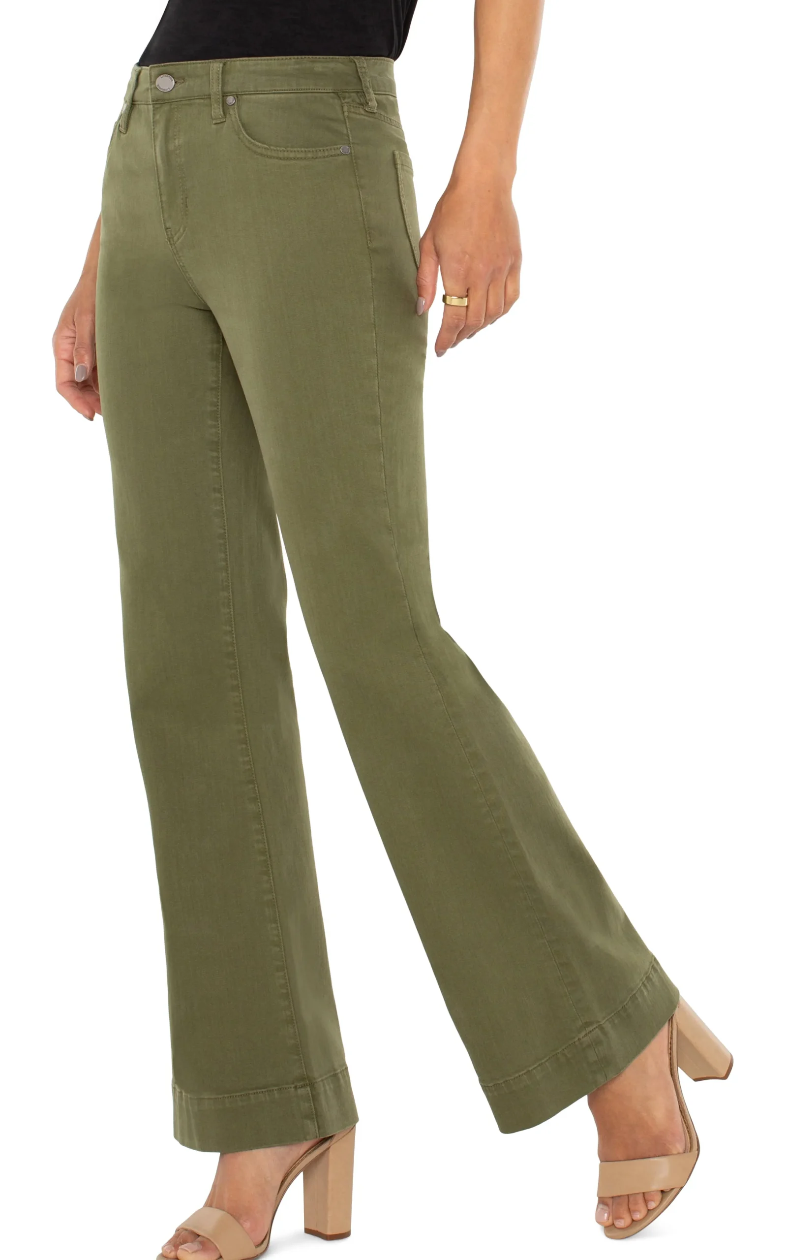 Liverpool Los Angeles Jeans|Bootcut & Flares-HANNAH FLARE WITH WIDE HEM Spanisholive