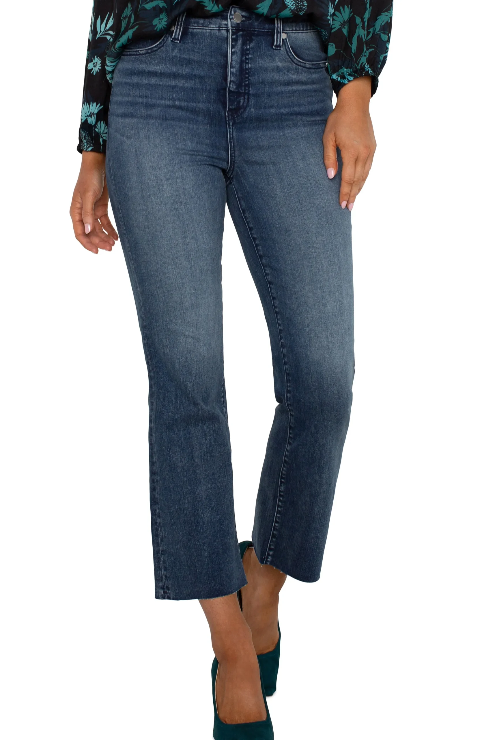 Liverpool Los Angeles Jeans|Crops-HANNAH HI-RISE CROP FLARE WITH CUT HEM Junipervalley