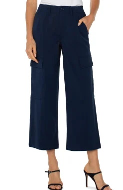 Liverpool Los Angeles Utility Pants-HI-RISE CARGO CROP STRAIGHT Darknavy