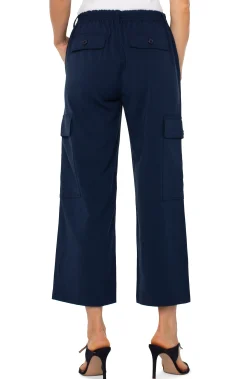 Liverpool Los Angeles Utility Pants-HI-RISE CARGO CROP STRAIGHT Darknavy