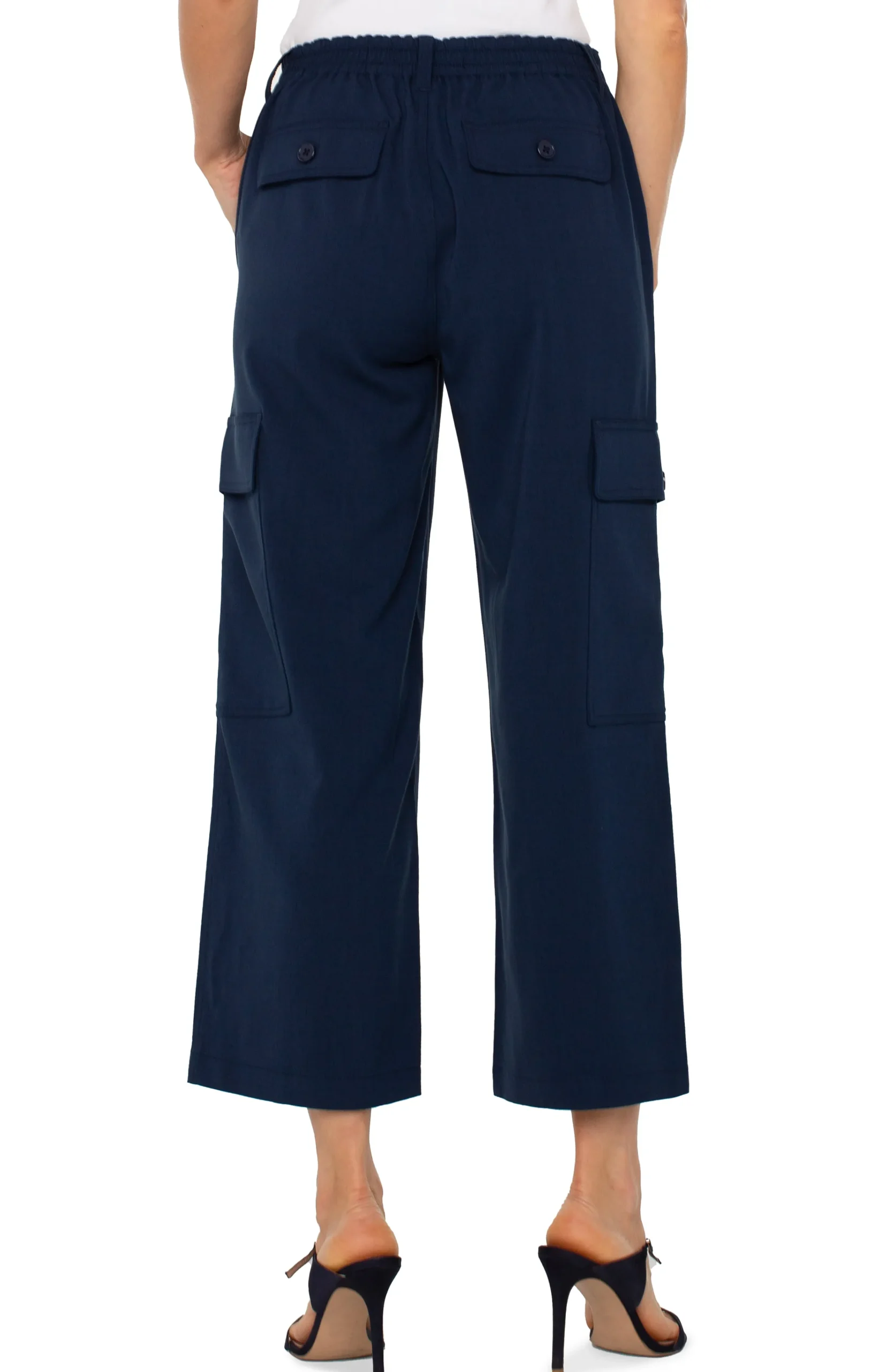 Liverpool Los Angeles Utility Pants-HI-RISE CARGO CROP STRAIGHT Darknavy