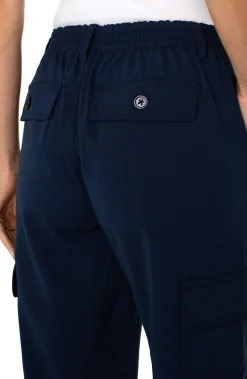 Liverpool Los Angeles Utility Pants-HI-RISE CARGO CROP STRAIGHT Darknavy