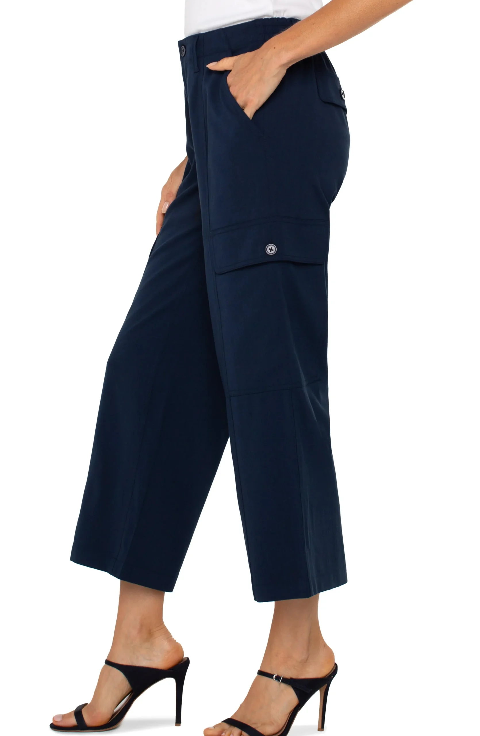 Liverpool Los Angeles Utility Pants-HI-RISE CARGO CROP STRAIGHT Darknavy