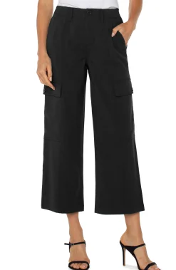 Liverpool Los Angeles Utility Pants-HI-RISE CARGO CROP STRAIGHT Black