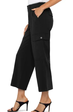 Liverpool Los Angeles Utility Pants-HI-RISE CARGO CROP STRAIGHT Black