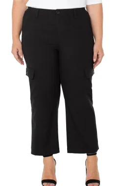 Liverpool Los Angeles Pants-HI-RISE CARGO CROP STRAIGHT Black