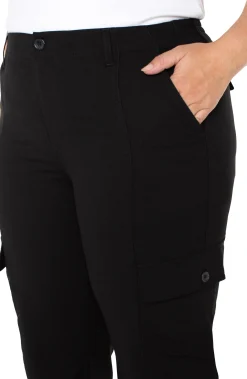 Liverpool Los Angeles Pants-HI-RISE CARGO CROP STRAIGHT Black
