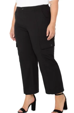 Liverpool Los Angeles Pants-HI-RISE CARGO CROP STRAIGHT Black