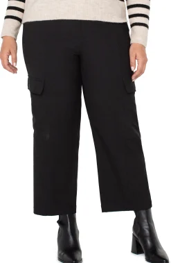 Liverpool Los Angeles Pants-HI-RISE CARGO CROP STRAIGHT Black