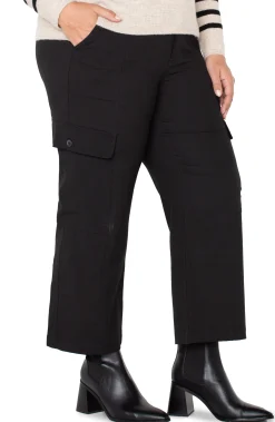 Liverpool Los Angeles Pants-HI-RISE CARGO CROP STRAIGHT Black