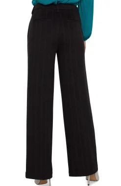 Liverpool Los Angeles Pants|Trousers-HI-RISE KELSEY TROUSER WIDE LEG Darkforestpinstripe