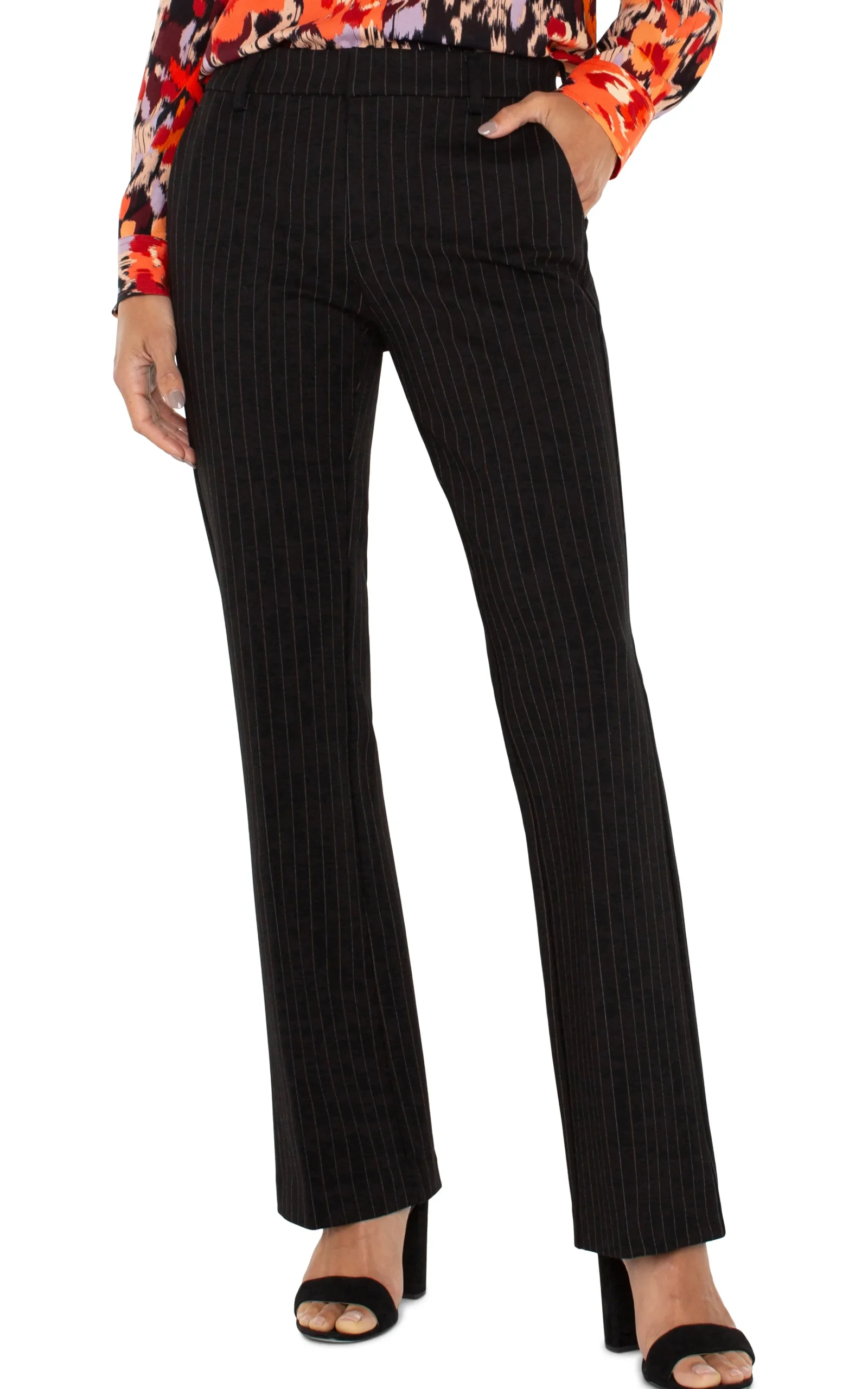 Liverpool Los Angeles Pants|Trousers-KELSEY FLARE TROUSER Blackwhitepinstripe