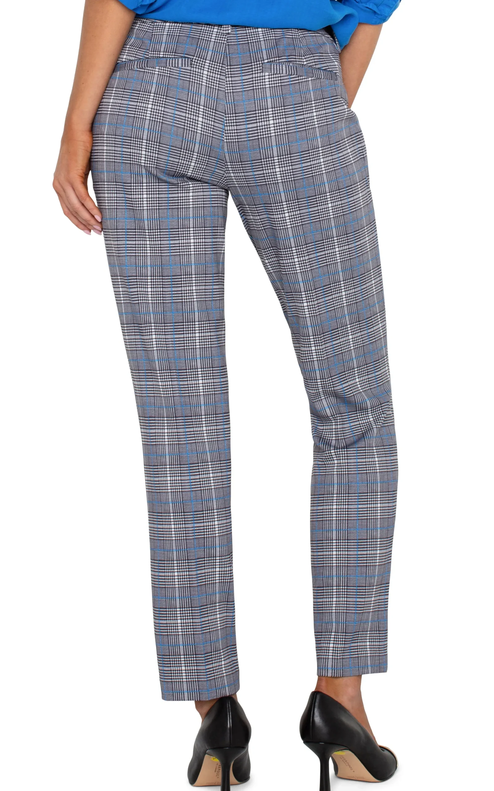 Liverpool Los Angeles Pants|Trousers-KELSEY KNIT TROUSER Bluetopazplaid