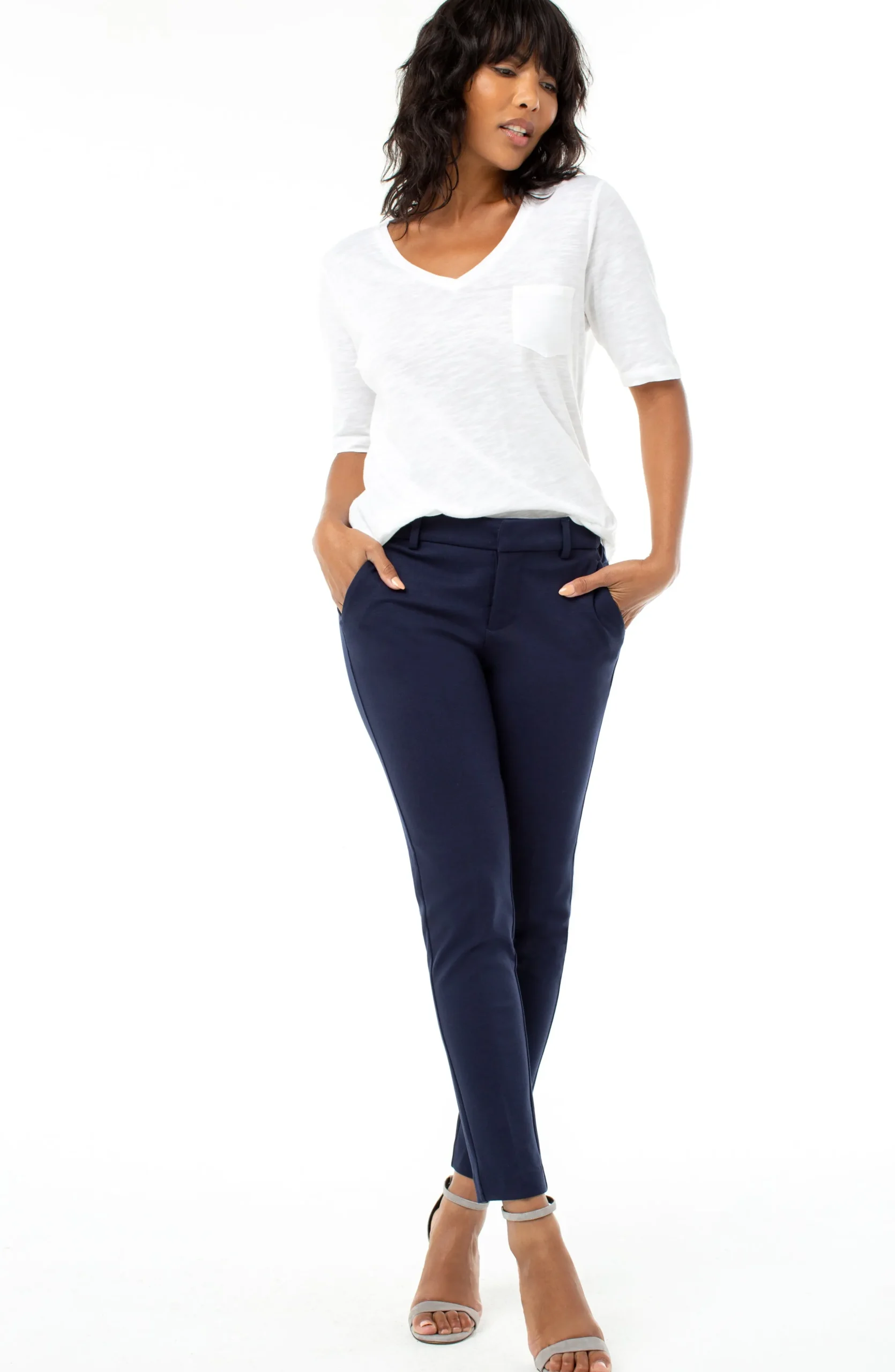 Liverpool Los Angeles Trousers|Pants-KELSEY KNIT TROUSER SUPER STRETCH Cadetblue