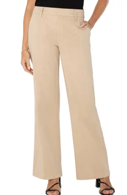 Liverpool Los Angeles Pants|Trousers-KELSEY WIDE LEG TROUSER Cappuccino