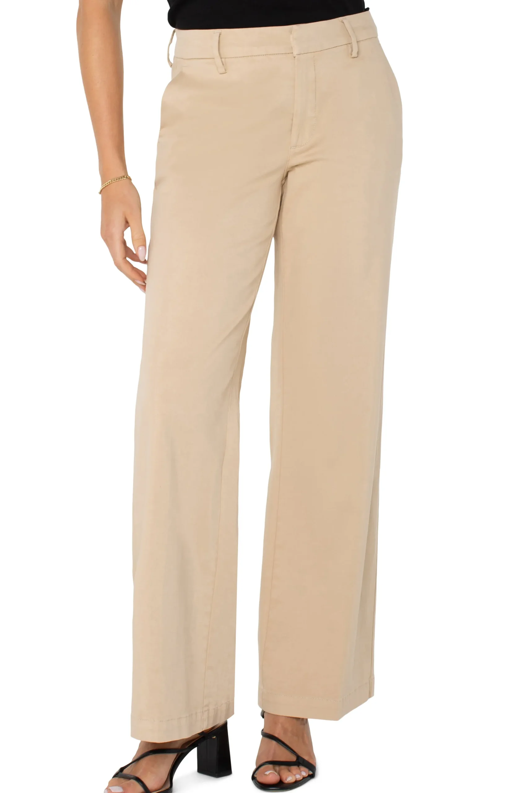 Liverpool Los Angeles Pants|Trousers-KELSEY WIDE LEG TROUSER Cappuccino