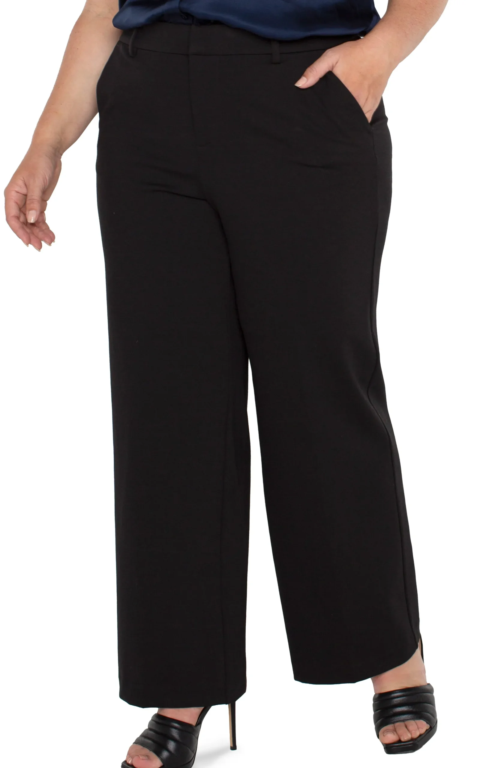 Liverpool Los Angeles Pants|Pants-KELSEY WIDE LEG TROUSER Black
