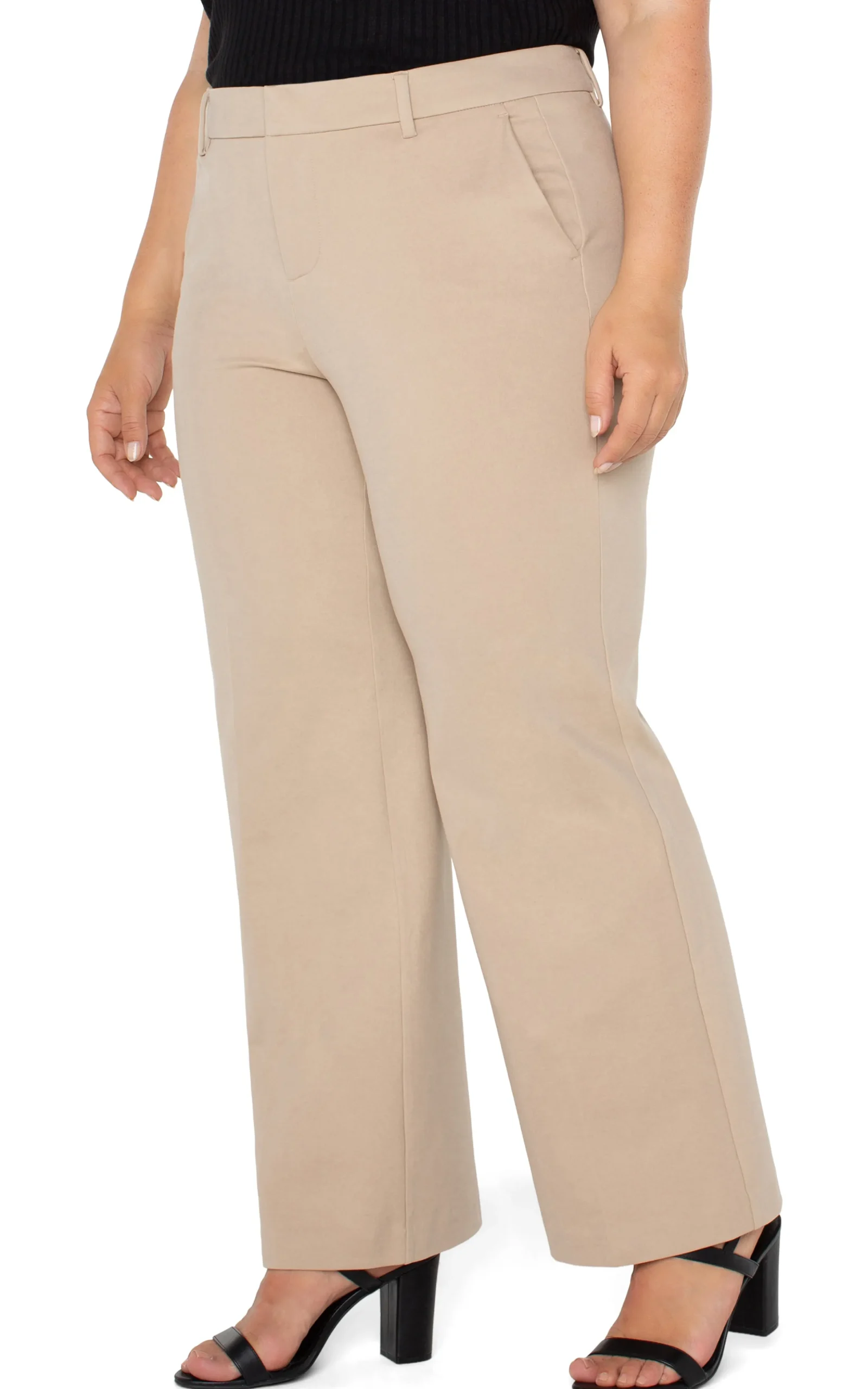 Liverpool Los Angeles Pants-KELSEY WIDE LEG TROUSER Biscuittan