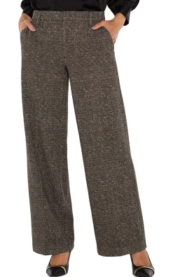 Liverpool Los Angeles Pants|Wide-Leg-KELSEY WIDE LEG TROUSER Blacktanherringbone