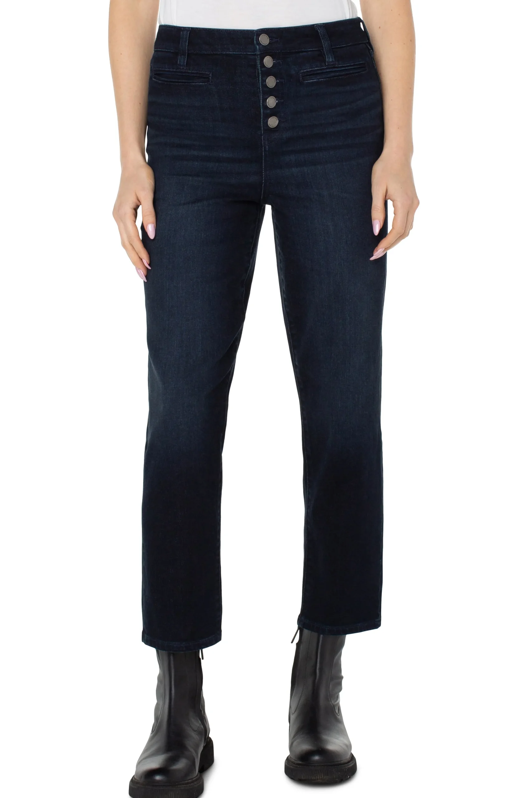 Liverpool Los Angeles Jeans|Straight-KENNEDY CROP HI-RISE WITH EXPOSED BUTTON FLY Piedmont