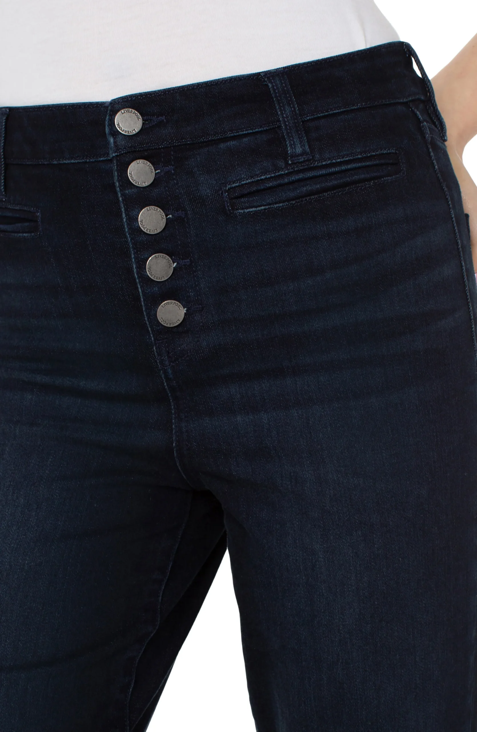 Liverpool Los Angeles Jeans|Straight-KENNEDY CROP HI-RISE WITH EXPOSED BUTTON FLY Piedmont