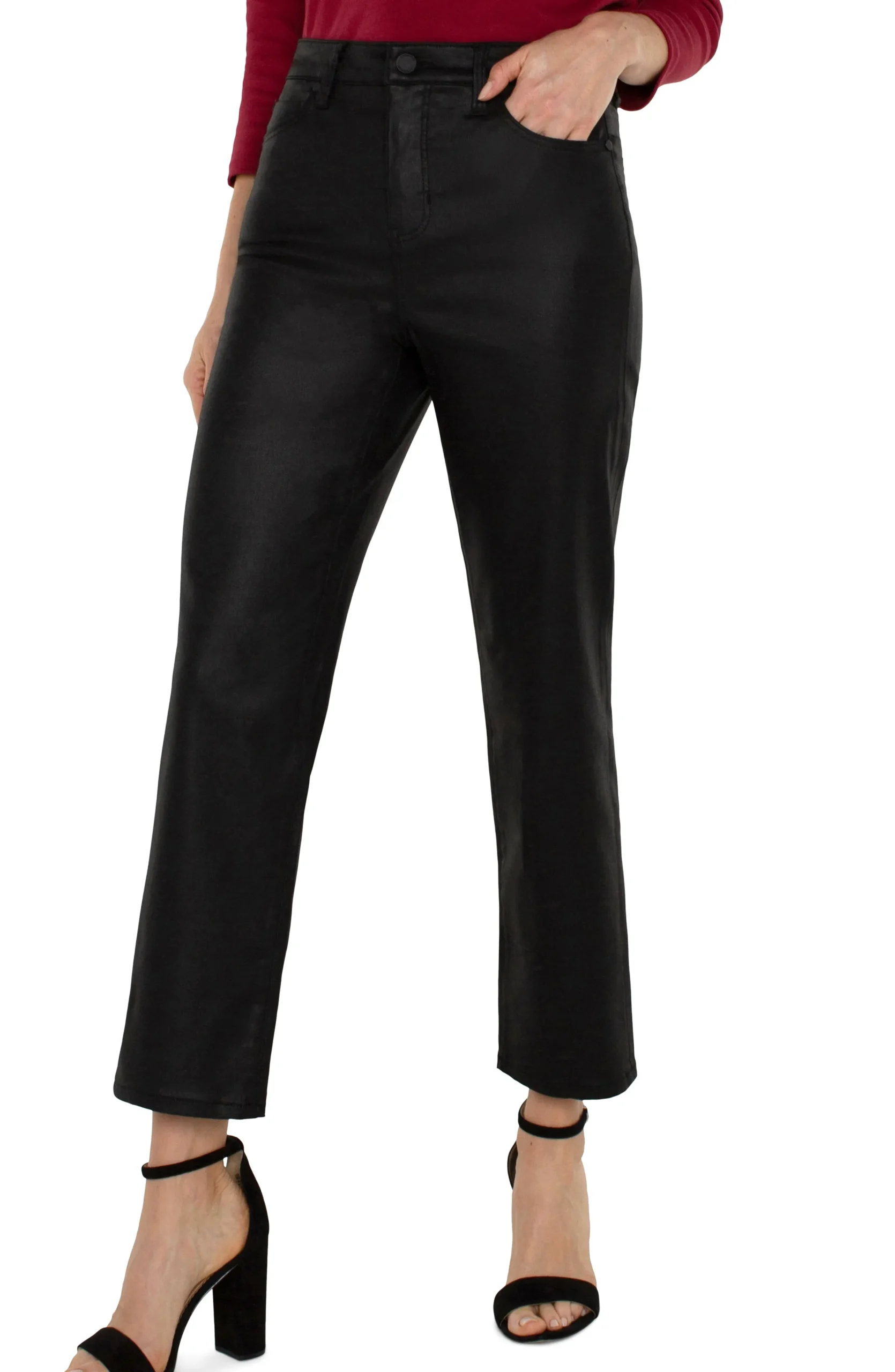 Liverpool Los Angeles Jeans|Straight-KENNEDY HI-RISE CROP STRAIGHT ECO Coatedblack