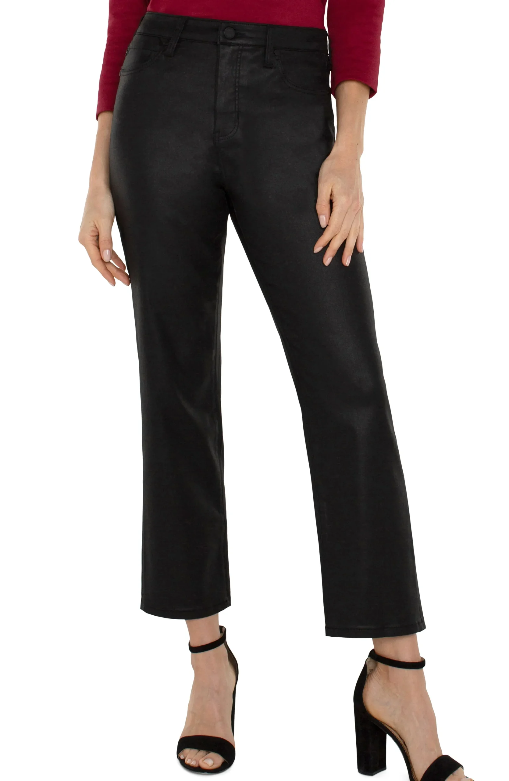 Liverpool Los Angeles Jeans|Straight-KENNEDY HI-RISE CROP STRAIGHT ECO Coatedblack