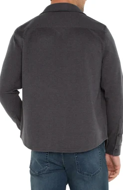 Liverpool Los Angeles Shirts-KNIT BUTTON UP LONG SLEEVE SHIRT Blackgreymulti