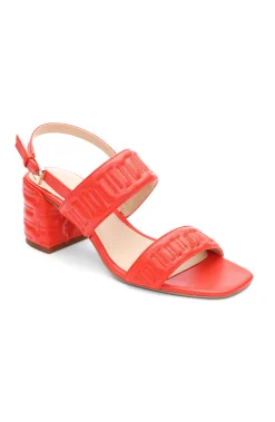 Liverpool Los Angeles Heels-LAKEWOOD LOGO STITCH SLINGBACK WITH BLOCK HEEL Coral