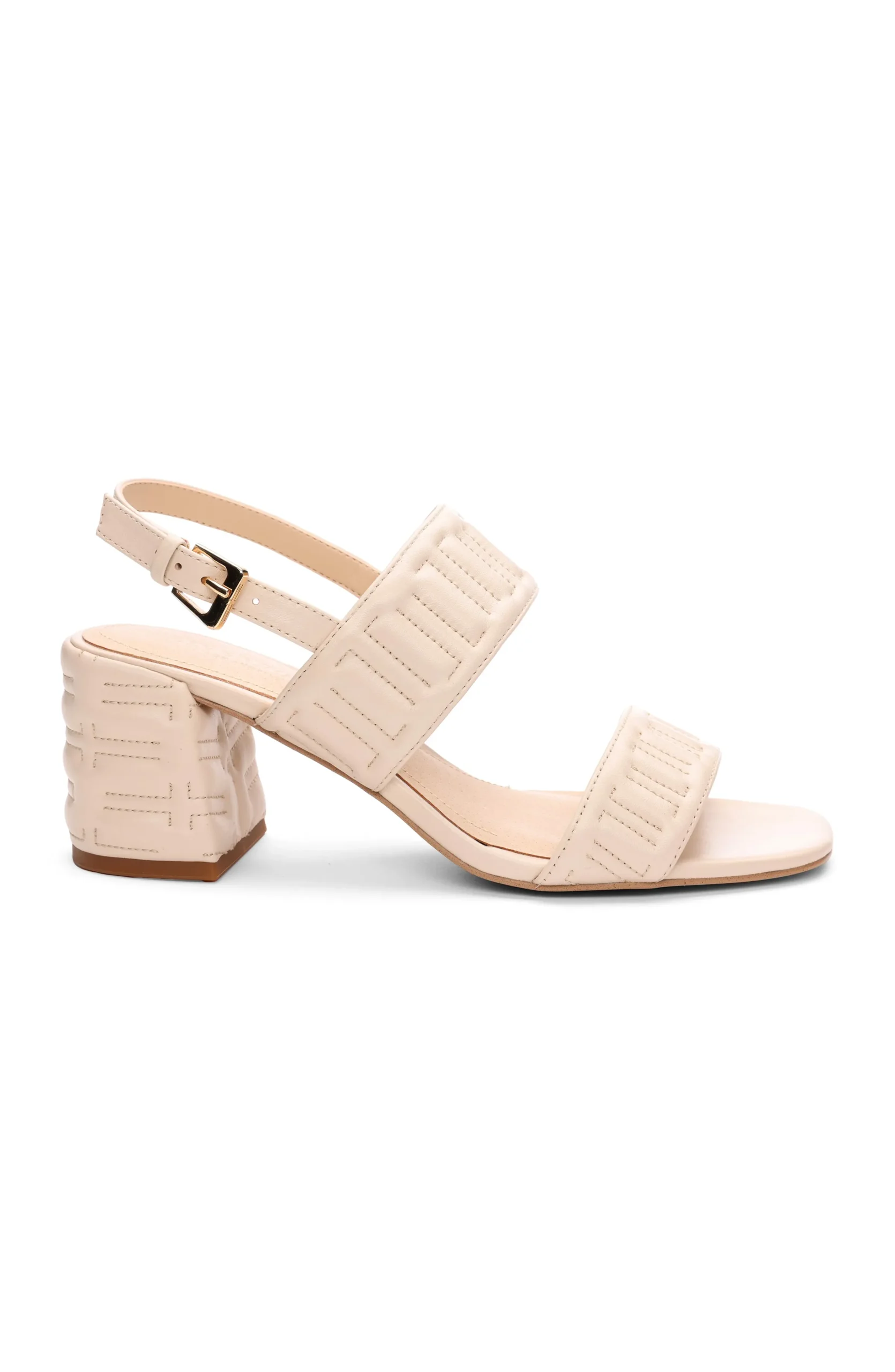 Liverpool Los Angeles Heels-LAKEWOOD LOGO STITCH SLINGBACK WITH BLOCK HEEL Ecru