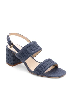 Liverpool Los Angeles Heels-LAKEWOOD LOGO STITCH SLINGBACK WITH BLOCK HEEL Indigo