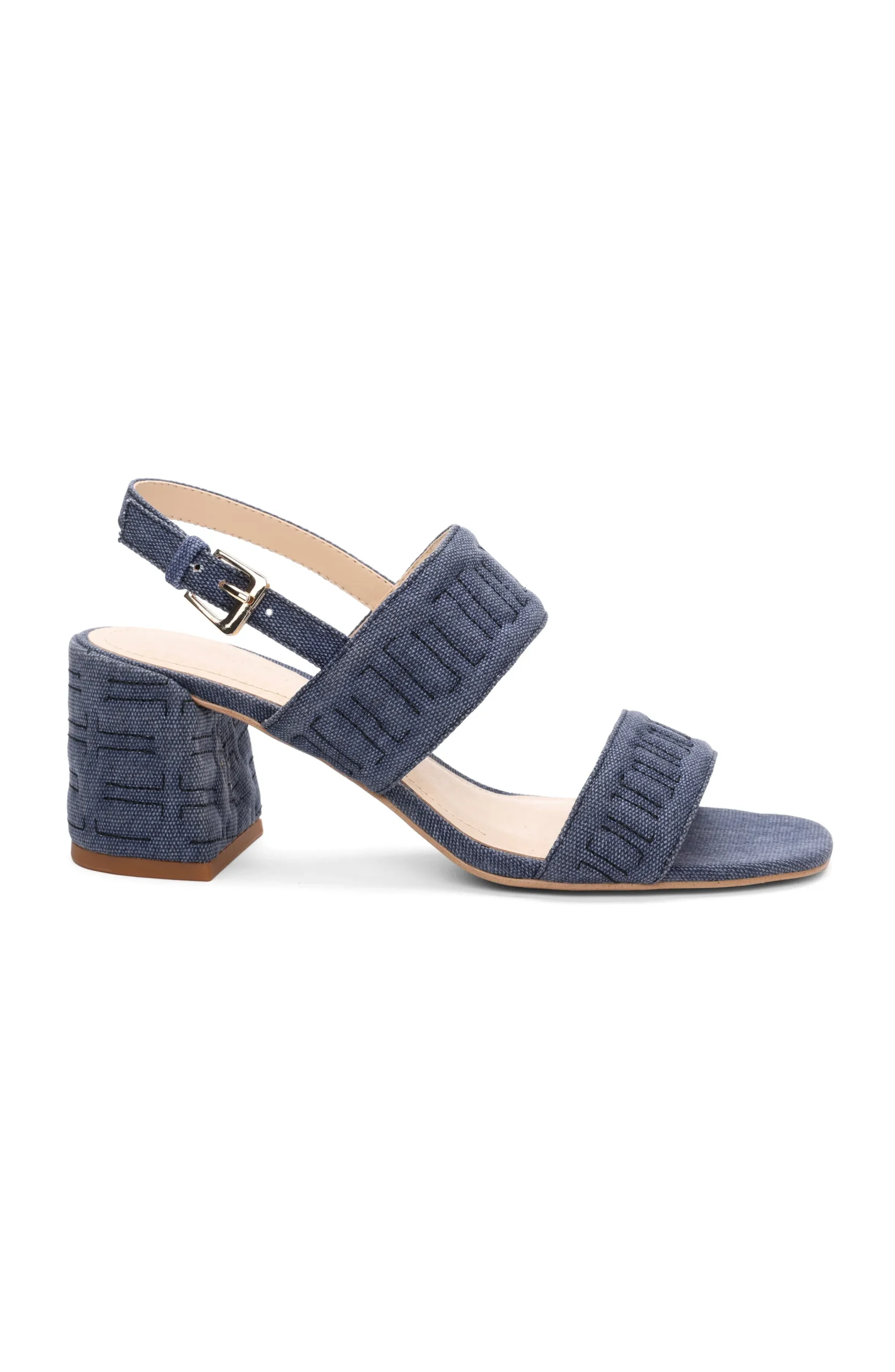 Liverpool Los Angeles Heels-LAKEWOOD LOGO STITCH SLINGBACK WITH BLOCK HEEL Indigo