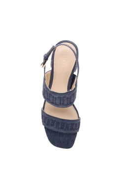 Liverpool Los Angeles Heels-LAKEWOOD LOGO STITCH SLINGBACK WITH BLOCK HEEL Indigo