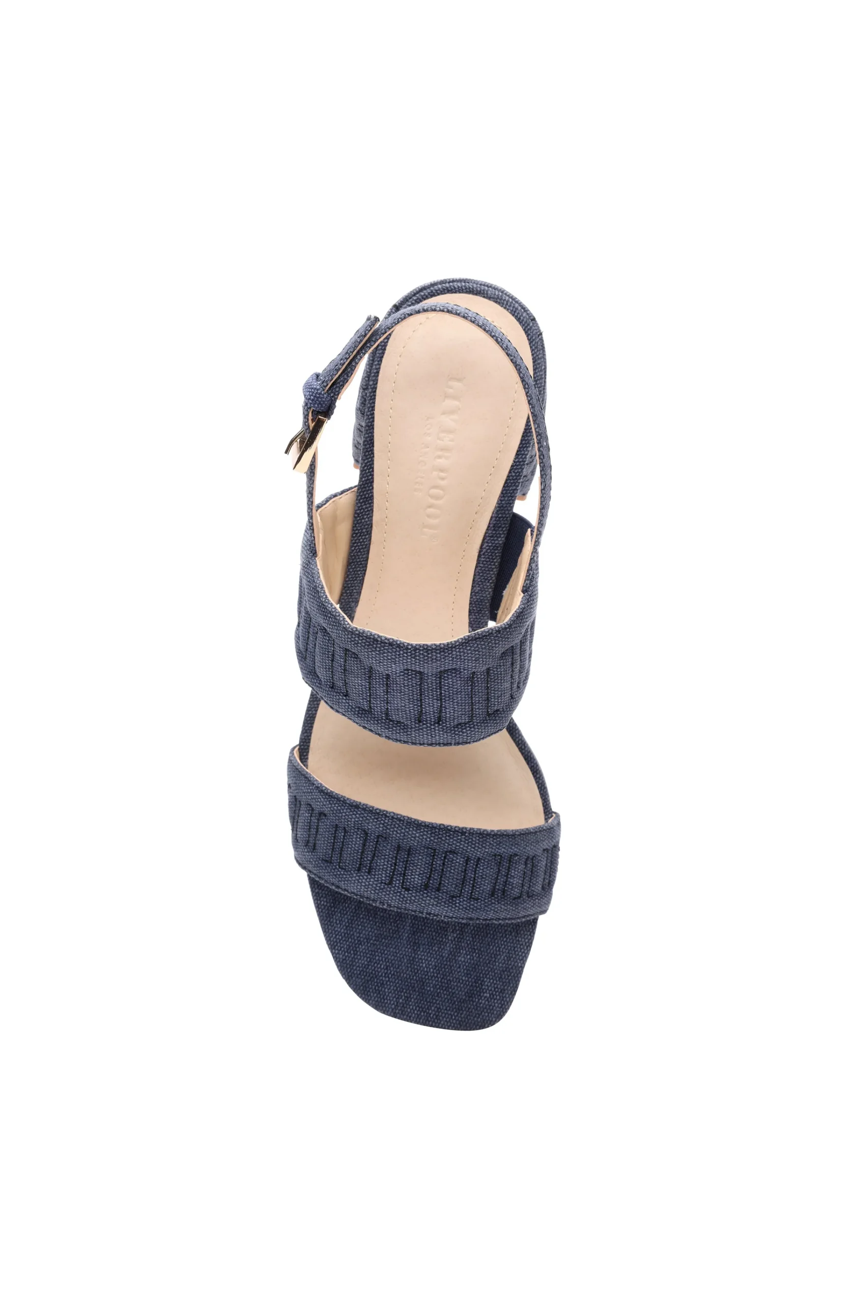 Liverpool Los Angeles Heels-LAKEWOOD LOGO STITCH SLINGBACK WITH BLOCK HEEL Indigo