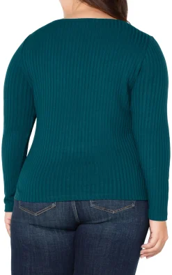 Liverpool Los Angeles Tops-LONG SLEEVE BOAT NECK KNIT TOP Darkforest