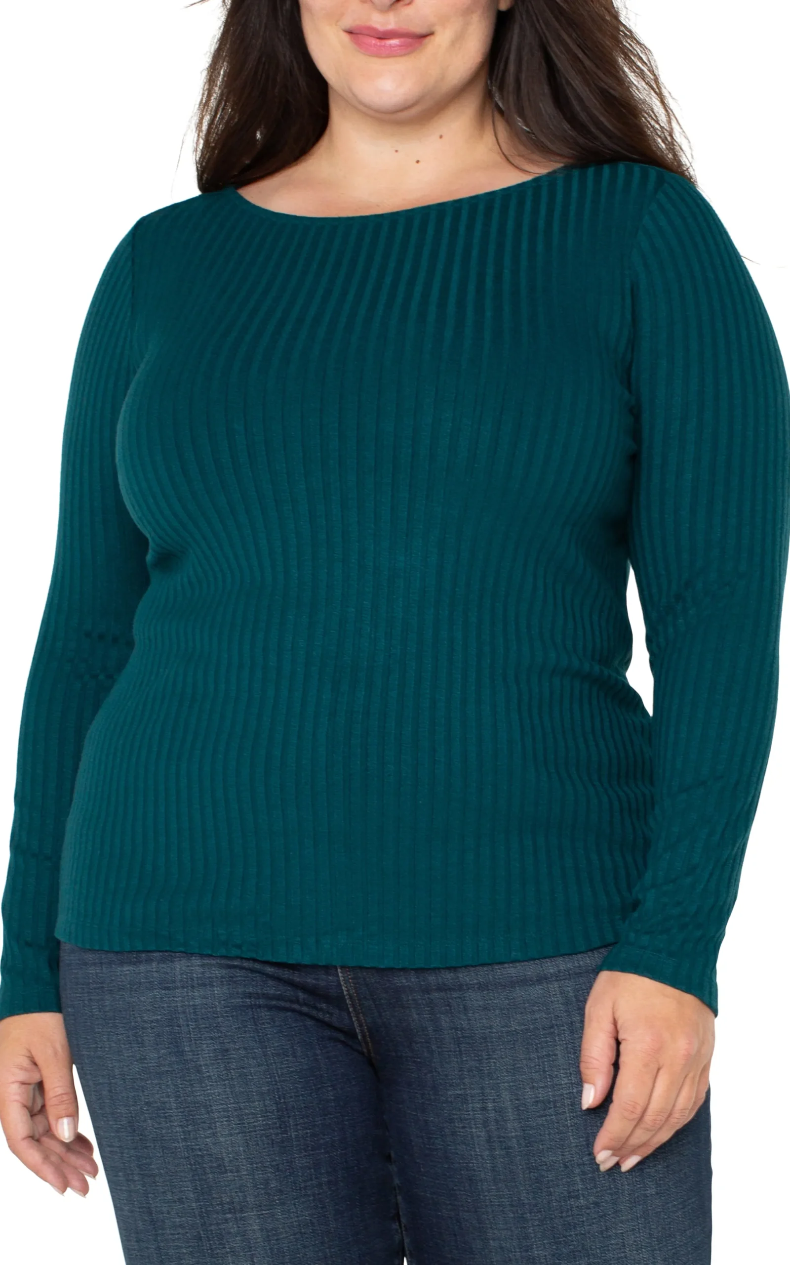 Liverpool Los Angeles Tops-LONG SLEEVE BOAT NECK KNIT TOP Darkforest