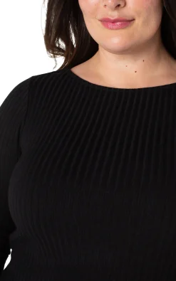 Liverpool Los Angeles Tops-LONG SLEEVE BOAT NECK KNIT TOP Black