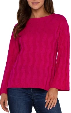 Liverpool Los Angeles Sweaters|Tees-LONG SLEEVE BOATNECK SWEATER Brightstarruby