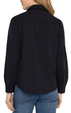 Liverpool Los Angeles Tops-LONG SLEEVE BUTTON FRONT KNIT SHIRT Black