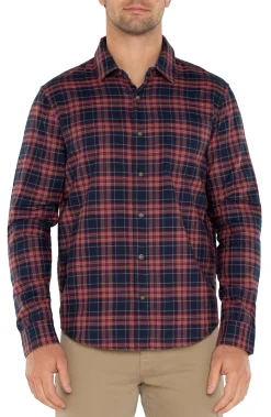Liverpool Los Angeles Shirts-LONG SLEEVE BUTTON UP SHIRT Navyredmulti