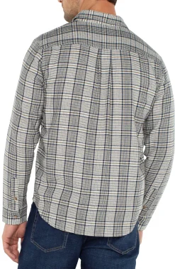 Liverpool Los Angeles Shirts-LONG SLEEVE BUTTON UP SHIRT Ivorynavyolive