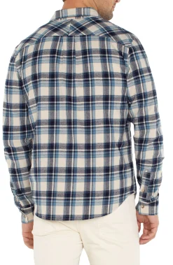 Liverpool Los Angeles Shirts-LONG SLEEVE BUTTON UP SHIRT Lighttanbluemulti