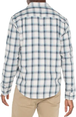 Liverpool Los Angeles Shirts-LONG SLEEVE BUTTON UP SHIRT Puttybluegrey