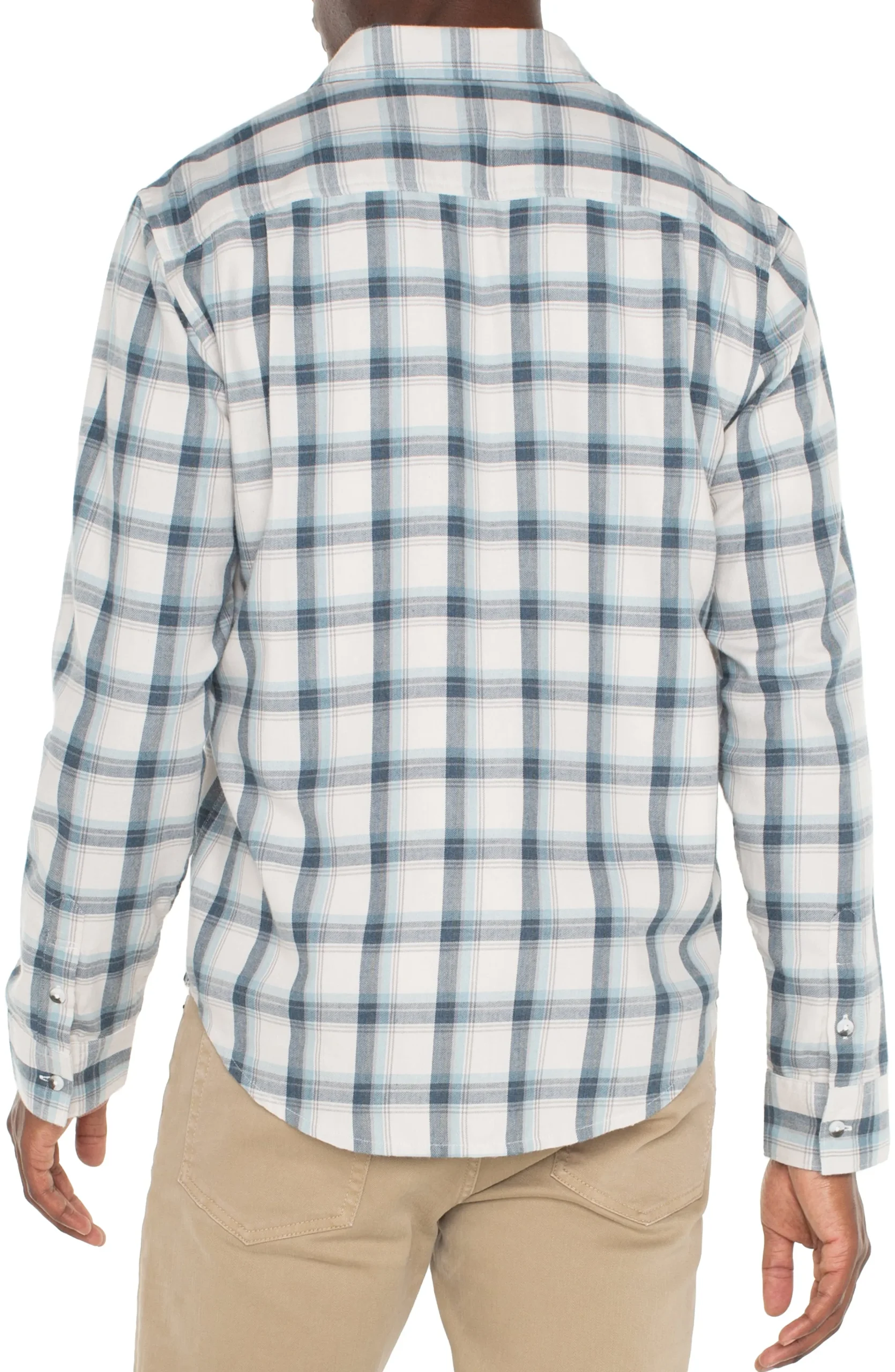 Liverpool Los Angeles Shirts-LONG SLEEVE BUTTON UP SHIRT Puttybluegrey