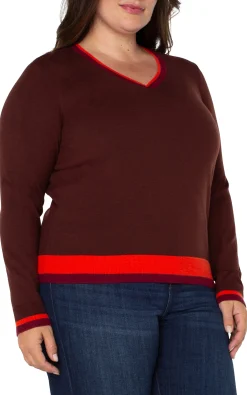 Liverpool Los Angeles Tops-LONG SLEEVE COLORBLOCK SWEATER Retrobrownmulti
